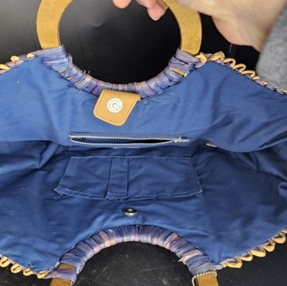 Vintage corn husk‎ denim blue tote by Le Sak - Picture 14 of 14